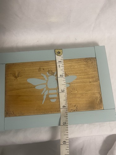 Handmade wooden blue Bee art cottage farmhouse spring summer decor Shelf Sitter - Picture 6 of 6
