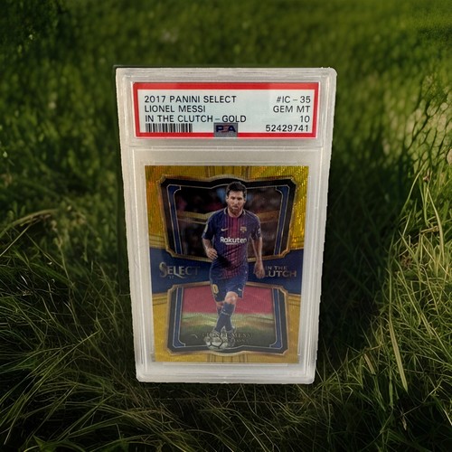 Lionel Messi 2017 Panini Select In The Clutch FC Barcelona Gold Prizm /10 PSA 10