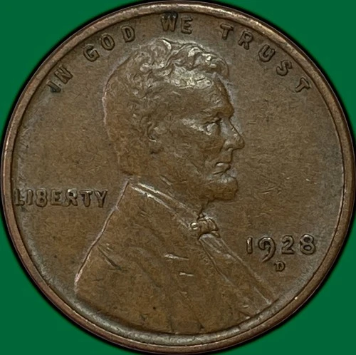 1928-D Lincoln Wheat Cent Almost Uncirculated AU Coin #36836
