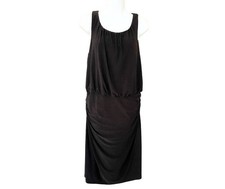 Lauren Ralph Lauren Black Ruched Sheath Dress Sz 14 Sleeveless Scoop Neck