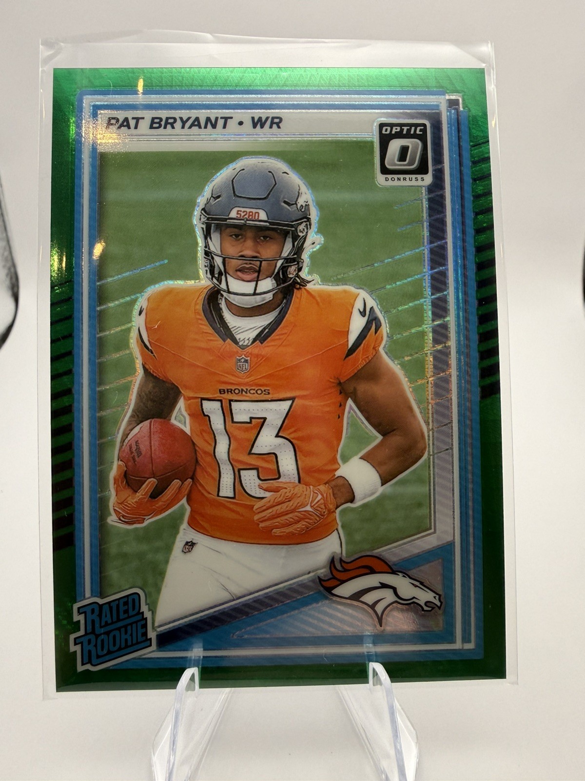 2025 Donruss Optic Rated Rookie - Green Hyper Prizm - Pat Bryant #215 Broncos