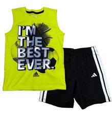Adidas Boys Adidas 2-Piece  I  m The Best Ever  Short Set - Size 6