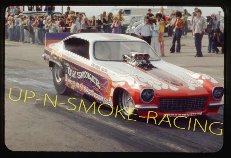 35MM NHRA SLIDE - ROGER GUZMAN'S 1973 OLY SMOKER FUNNY CAR #JF7