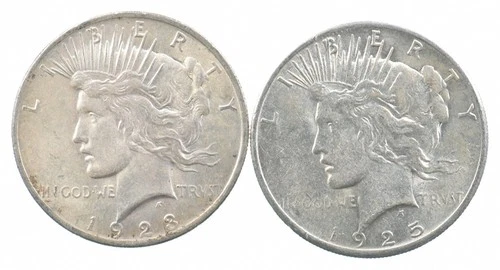 1923 & 1925 & Peace Silver Dollar $1 Bullion Collection Lot *845