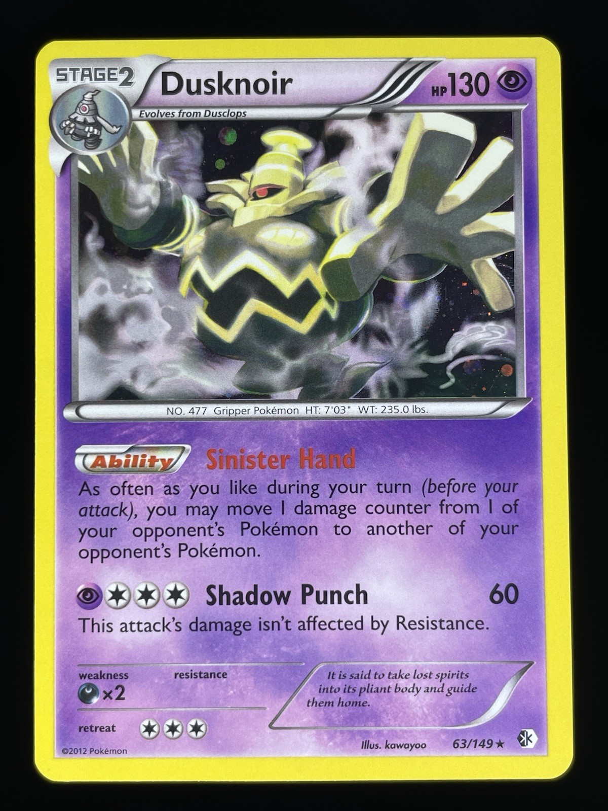 Dusknoir - 63/149 - Pokemon Boundaries Crossed Black White Cosmos Holo Rare NM