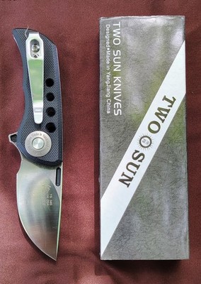 Two Sun Knives TS 345 Plain Edge D2 Steel Micarta Night Morning Design/Y-Start