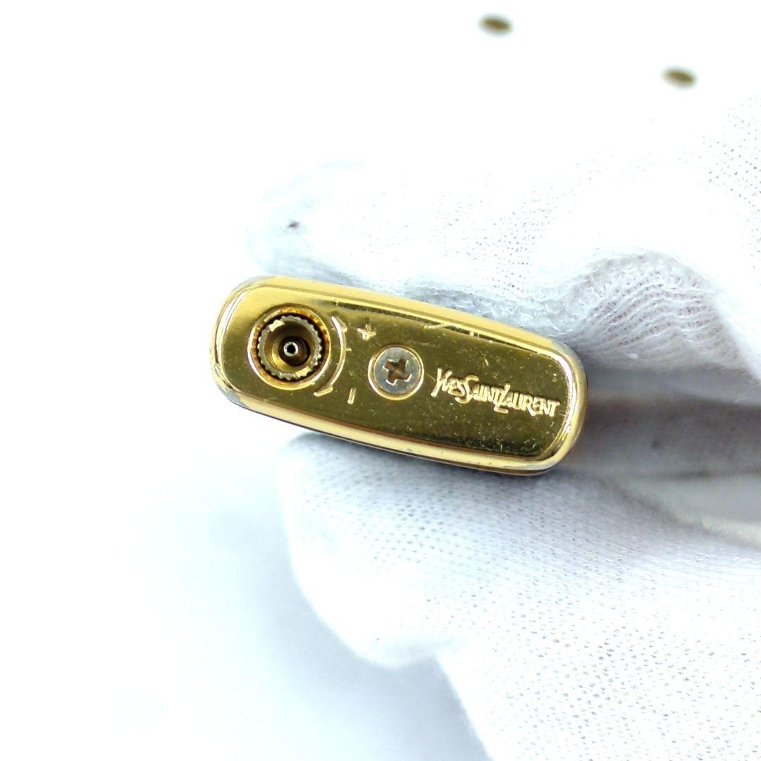Yves Saint Laurent Gas Lighter Brown Marble Gold Used Authentic thumbnail 12