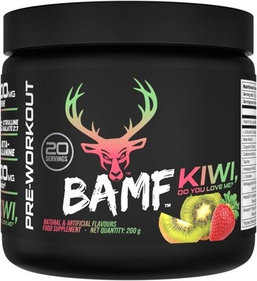 Bucked Up BAMF Kiwi Strawberry 200g / 20 serv 09/26 + Samples