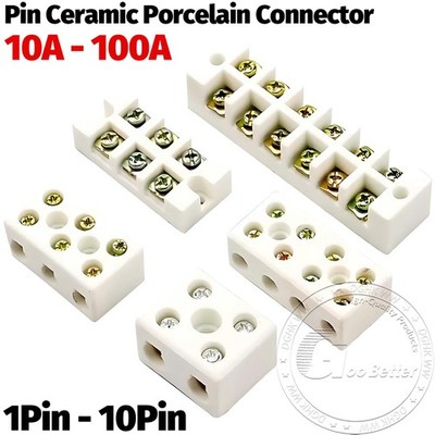 1Pin-10Pin Ceramic Porcelain Connector Terminal Block 10A 15A 20A 30A 60A 100A
