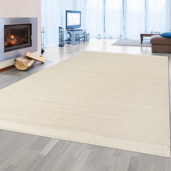 Handgewebter Wollteppich In Creme - LuxuriöS Und Pflegeleicht-image