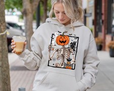 skeleton pumpkin halloween hoodie
