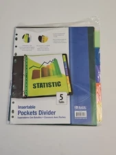 BAZIC 3-Ring Binder Dividers w/ 5 Color Tabs, 8.5x11, 3-Hole Punch, 5/Tabs