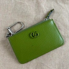 Portachiavi Gucci con tasche per carte e portamonete, vera pelle, verde