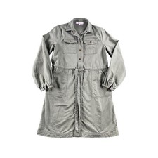 LOFT Olive Green Utility Shirt Dress Long Sleeve Drawstring Waist XS