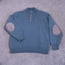 Vintage Gander Mountain Henley Sweater XL Wool Thermax Elbow Patches USA Made