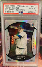 2010 TOPPS LEGENDS CHROME, MICKEY MANTLE (WALMART-PLATINUM) #PC12 PSA GEM MT 10