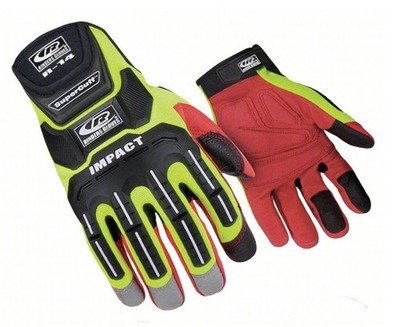Ringers Gloves R-14 146-10 Large Mechanics Impact Gloves, Hi Vis, SuperCuff
