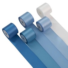 5 Rolls Dusty Blue Satin Ribbon, 1.5 Inch, 25 Yards Total, Assortment, Crafts