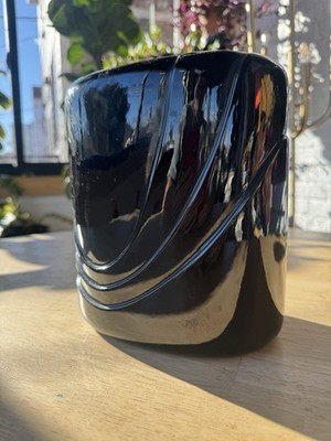 Vintage 80s Royal Heager Black Ceramic Decorative Vase