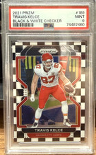 2021 PANINI PRIZM BLACK WHITE CHECKERBOARD TRAVIS KELCE PSA 9 CHIEFS WOW #189