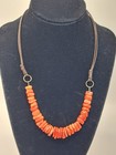 Barse 925 Sterling Silver Peachy Red Coral Discs 18-20” Necklace Leather Corded — photo 8