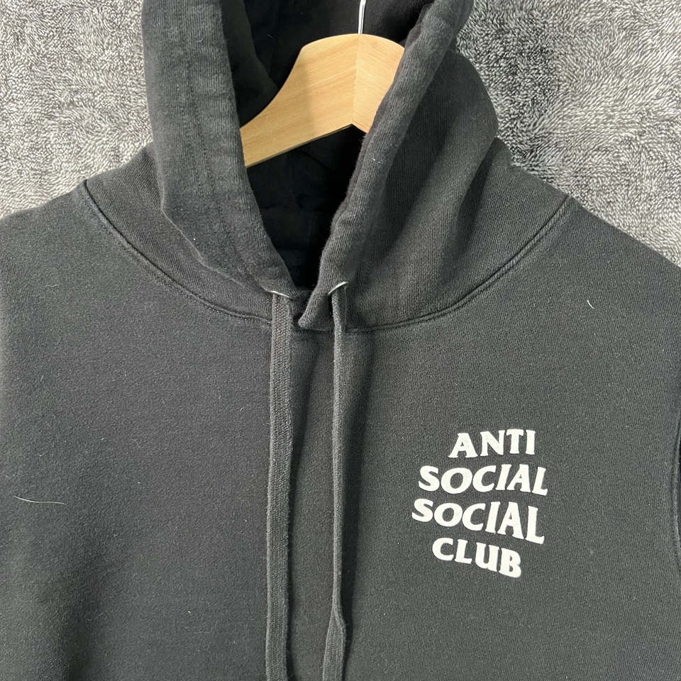 Anti Social Social Club Essential Hoodie Men’s Size Medium Black Drawstring - Image 2 of 4