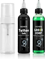 Professional Black Tattoo Ink  Ultra 8 bottles, Green Soap