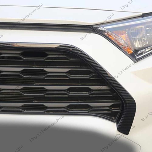 Carbon fiber Front Grille Grill Cover Trim Strips Fit Toyota RAV4 2019-2024 2025 - Picture 9 of 10
