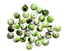 8MM GREEN MULTI -COLORED ROUND RESIN BEADS FOR JEWELRY MAKING 30 PCS