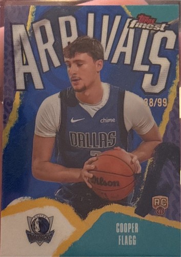 Topps Finest 2025-26 Arrivals A-1 Cooper Flagg RC Mavericks Blue Refractor/99