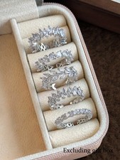 5pcs Silver Cubic Zirconia Adjustable Ring Set For Women Party Wedding