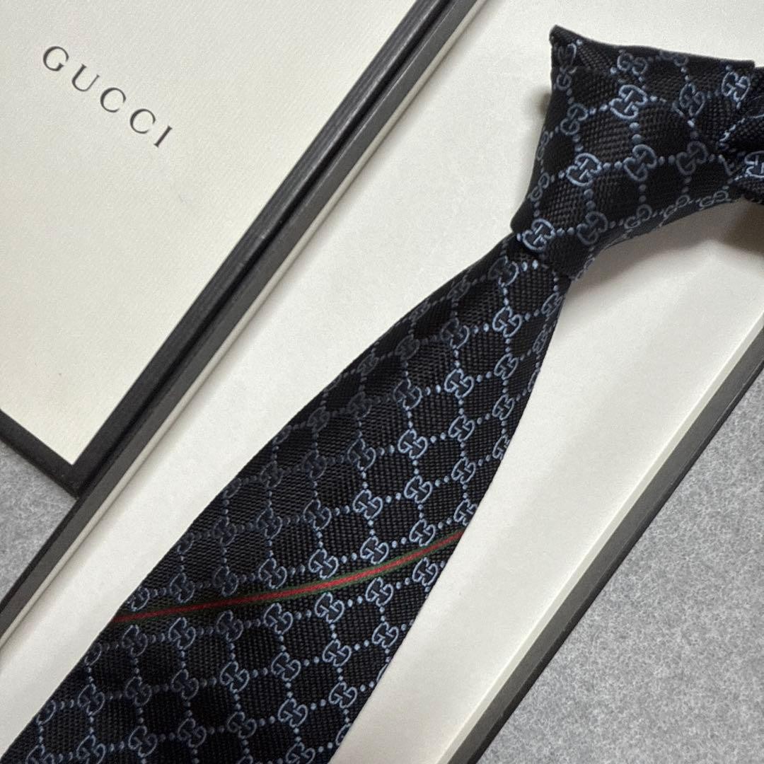 Mint Gucci Silk GG Pattern Interlocking G Black/B… - image 1