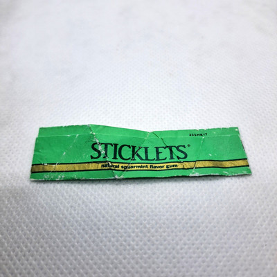 Sticklets Gum Wrapper Vintage 80s Green Spearmint Vtg Retro Candy Ephemera 1980s