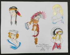 Vintage Traditional Paul Rogers Rubout Collection By Marty Sheet C Tattoo Flash