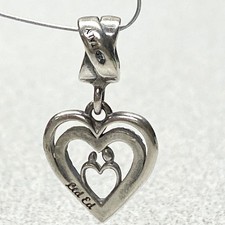 925 Italian Silver Mother Daughter Heart Charm With CZ Crystals Compatible Gift