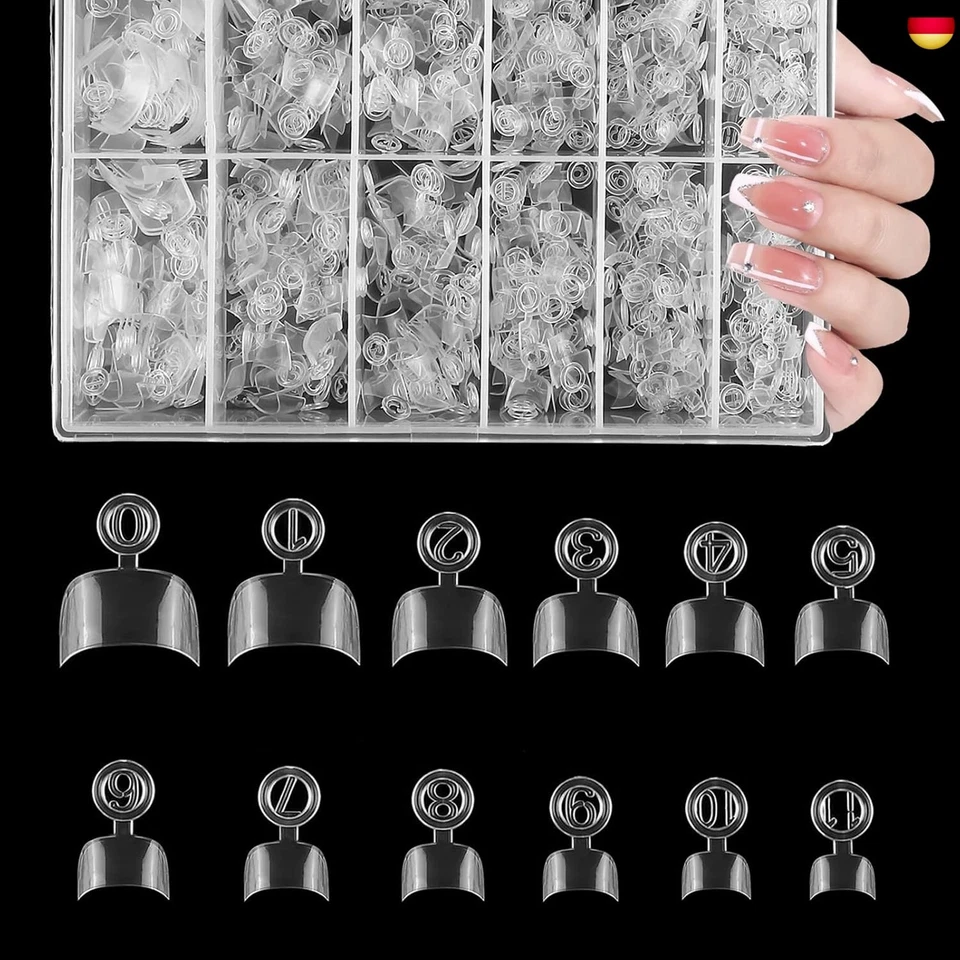 SIKEYDELS 600 Stück Oval Falsche Nagelspitzen, 12 Größen Short Nail Tips, Französisch Hal