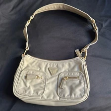 Guess Women's  Izzy Shoulder Bag  Light Beige Color  Pre Owned Clean Inside