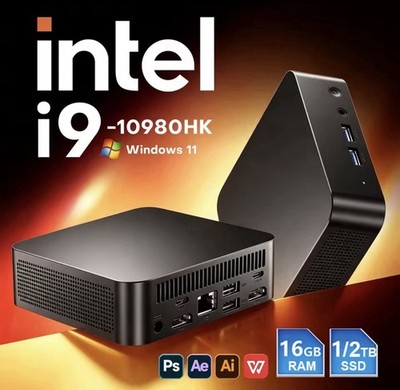 Intel Core i9-10980HK Mini PC, 16GB RAM 512GB SSD, Windows 11, Black