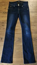 Hudson Jeans Womens 25 Blue Beth Baby Boot Low Rise Dark Wash Flap Pocket Denim