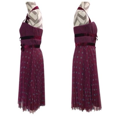 NWOT BETSEY JOHNSON Dark Purple Burnout Aqua Polka Dot Halter Strap Dress-Sz.8  | eBay