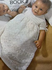Gorgeous vintage Lacy Christening Dress 1960 knitting pattern 0-6months ~ SC97