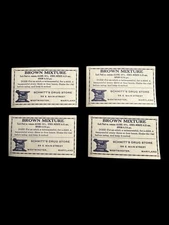 Lot of 4 Vintage 1900s Unused Apothecary Bottle Labels Brown Mixture Opium