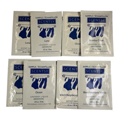 Scentsy 8 Packets -Laundry Travel Packets, 4 Laundry Liquid & 4 Scent Soft New