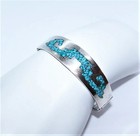 Made in Mexico Mexican Sterling Silver Crushed Turquoise Inlay Cuff Bracelet — photo 2