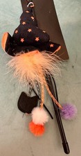 Thrills And Chills Cat Teaser Wand Witch Hat And Feather Toy Halloween New