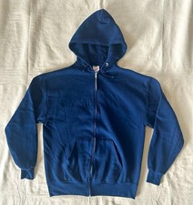 Vintage 1990s Jerzees Navy Blue Zip Up Hoodie Size L Made In USA Skate Punk