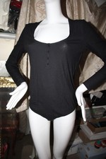 Image of Wolford Henley String Body/Bodysuit. Soft Rib Jersey, Black, Large. BNWT