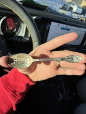 Rare Antique Silver Souvenir Spoon Holoyoke Dam 1890-1920 Era Hand Etched 5.5”
