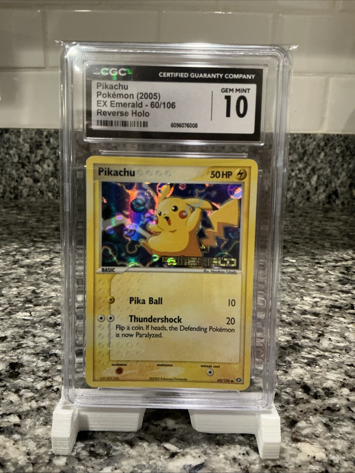 2005 POKEMON EX EMERALD #60 PIKACHU-REVERSE FOIL CGC Graded 10