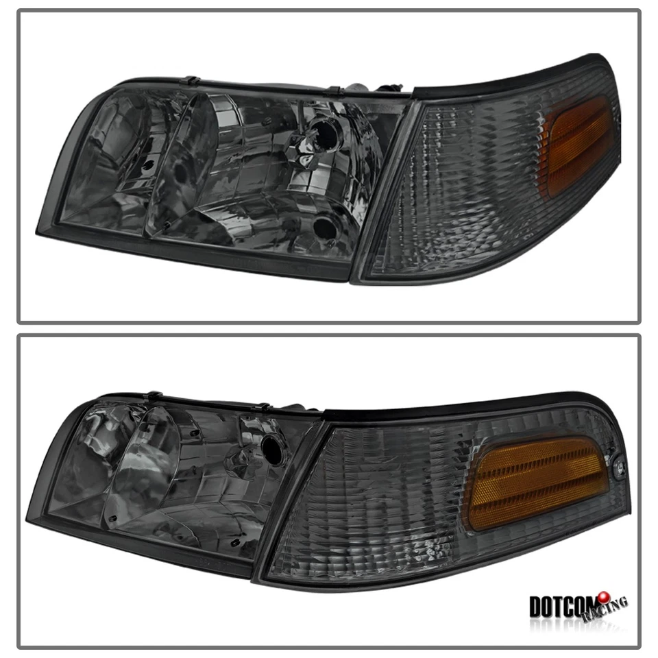Fits 1998-2011 Ford Crown Victoria Smoke Headlights+Turn Signal Corner Lamps Foto 3 de 3